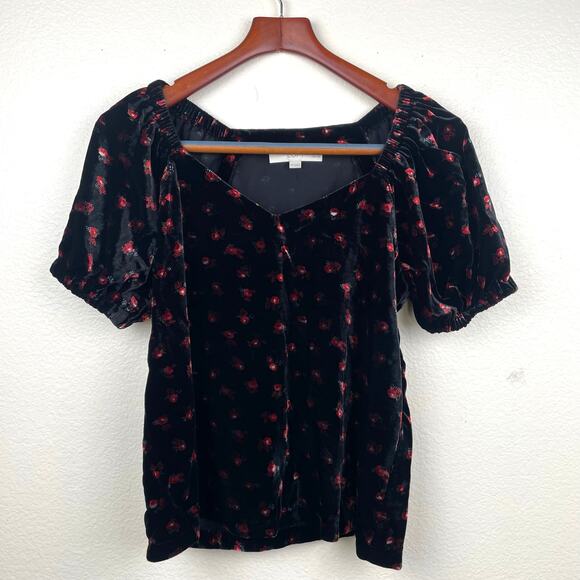 Womens Top Sz M Velvet Floral Witchy Dark Feminine Whimsigoth Cottage Gothic - Picture 10 of 11